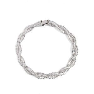 Baguette Cubic Zirconia Twisted Collar Necklace